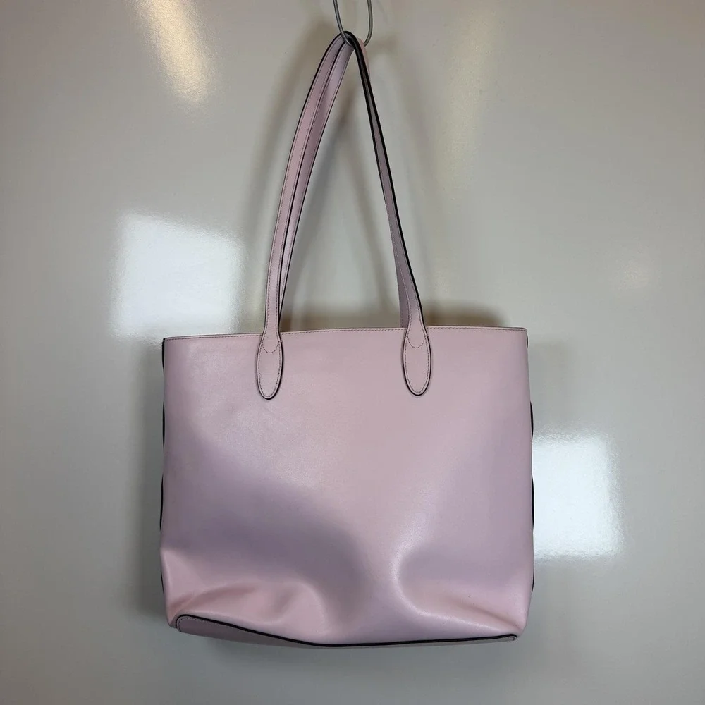 Kate Spade Tote Bag Womens Large Pink Leather Beige Lining Shoulder Work Office